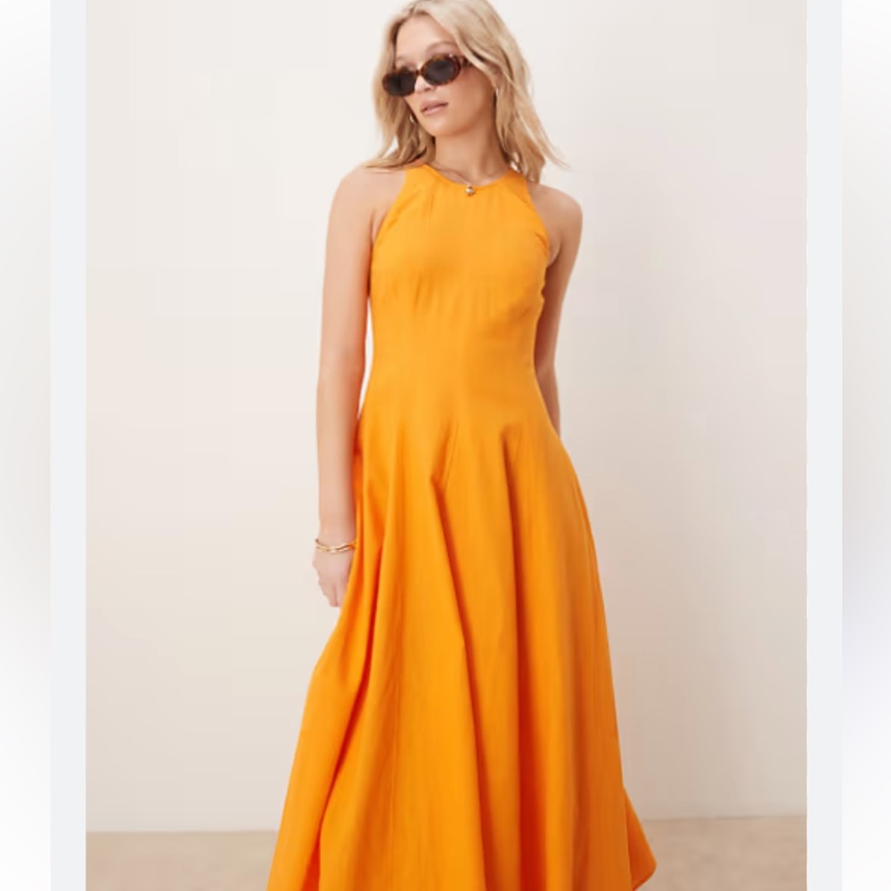 ASOS NWT Vibrant Orange Maxi Dress - Picture 3 of 7